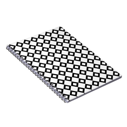 White en Black Diamond Pattern Notitieboek (Rechterzijde)