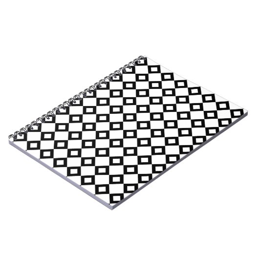 White en Black Diamond Pattern Notitieboek (Linkerzijde)