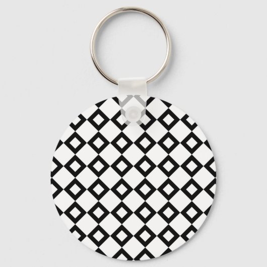 White en Black Diamond Pattern Sleutelhanger (Voorkant)
