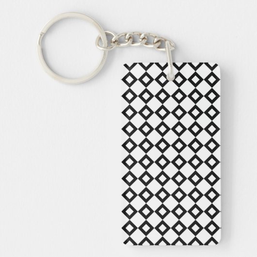 White en Black Diamond Pattern Sleutelhanger (Voorkant)