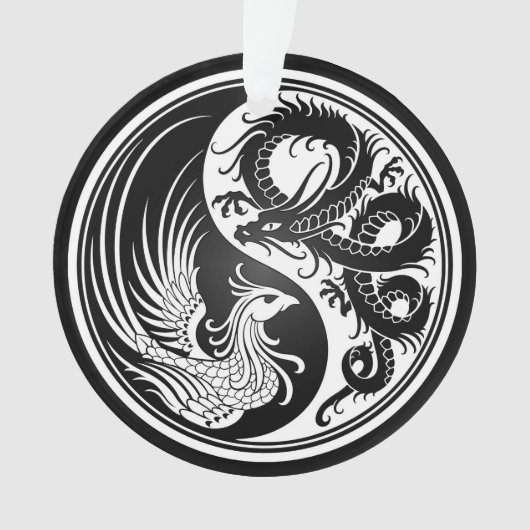 White en Black Dragon Phoenix Yin Yang Ornament (voorkant)