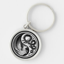 White en Black Dragon Phoenix Yin Yang Sleutelhanger