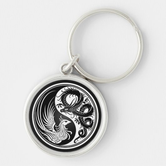 White en Black Dragon Phoenix Yin Yang Sleutelhanger (Voorkant)