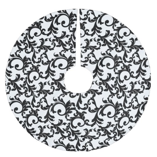 White en Black Elegant Damask Kerstboom Rok (Voorkant)