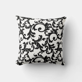 White en Black Elegant Damask Kussen