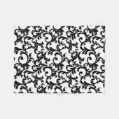 White en Black Elegant Damask Print Fleece Deken (Voorkant (Horizontaal))