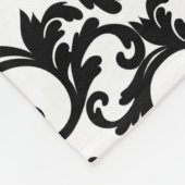 White en Black Elegant Damask Print Fleece Deken (Hoek)