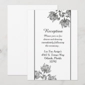 White en Black Floral 3.5x7 Reception Kaart (Voorkant / Achterkant)