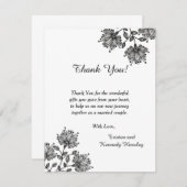 White en Black Floral 4x5 flat-panelbeeldscherm Bedankkaart (Voorkant / Achterkant)