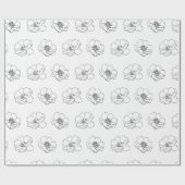 White en Black Floral Cadeaupapier (Vlak)