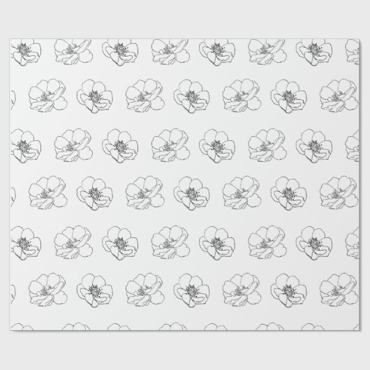 White en Black Floral Cadeaupapier (Vlak)