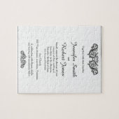 White en Black Floral Filigree Wedding Invitation Legpuzzel (Horizontaal)