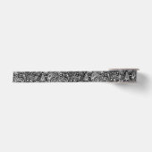 White en Black Floral Paisley Satijnen Lint (Voorkant)