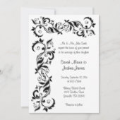 White en Black Floral Scroll  Wedding Kaart (Voorkant)