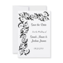 White en Black Floral Scroll  Wedding