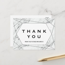 White en Black Geometric Marble Dank je Briefkaart