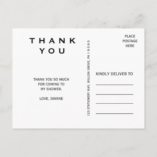 White en Black Geometric Marble Dank je Briefkaart (Achterkant)