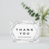 White en Black Geometric Marble Dank je Briefkaart (Staand voorkant)