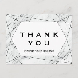 White en Black Geometric Marble Dank je Briefkaart