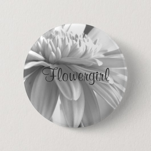 White en Black Gerber Daisy Flowergirl Button (Voorkant)