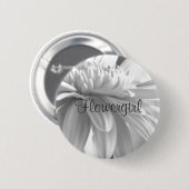 White en Black Gerber Daisy Flowergirl Button (Voorkant /achterkant)