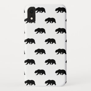 White en Black Grizzly Beer Pattern iPhone XR Hoesje