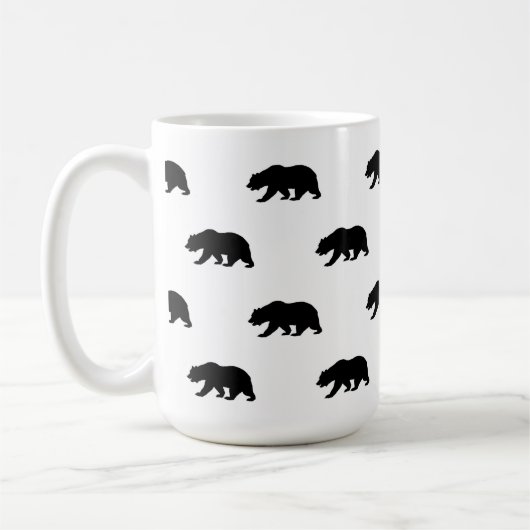 White en Black Grizzly Beer Pattern Koffiemok (Links)