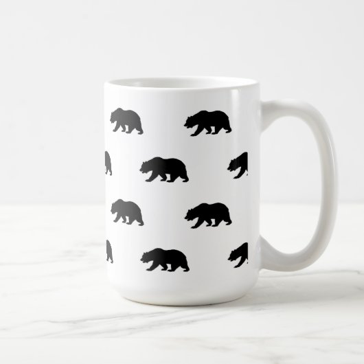 White en Black Grizzly Beer Pattern Koffiemok (Rechts)