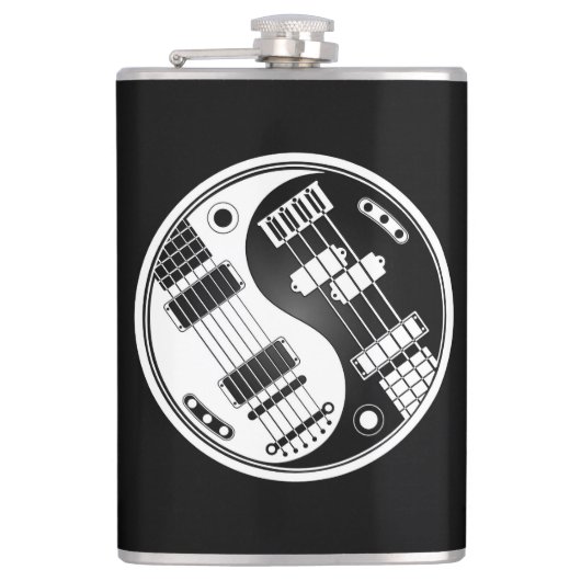 White en Black Guitar en Bass Yin Yang Heupfles (Voorkant)