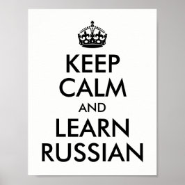 White en Black Keep Calm en leer Russisch Poster