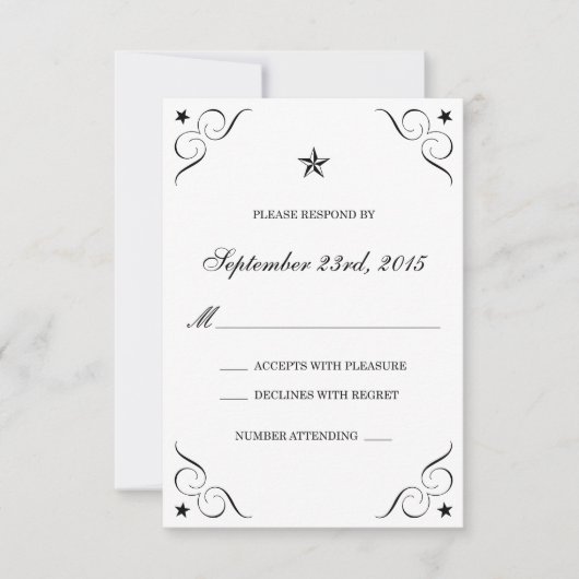 White en Black Lone Star Wedding RSVP-kaarten RSVP Kaartje (Voorkant)