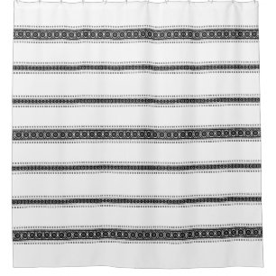 White en Black Modern Boho Bohemian Pattern Douchegordijn