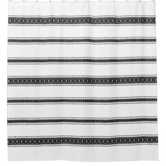 White en Black Modern Boho Bohemian Pattern Douchegordijn (Voorkant)