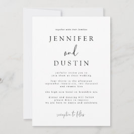 White en Black Modern Elegance Wedding Kaart