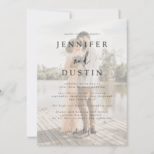 White en Black Modern Elegance Wedding Kaart (Voorkant)