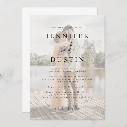 White en Black Modern Elegance Wedding Kaart (Voorkant / Achterkant)