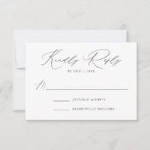 White en Black Modern Elegance Wedding RSVP Kaartje (Voorkant)
