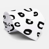 White en Black Modern Leopard Animal Patroon Stropdas (Opgerold)