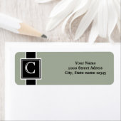 White en Black Monogrammed Return Address Etiket (Insitu)