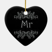 White en Black Mr & Mrs Wedding Favor Ornament. Keramisch Ornament (Achterkant)