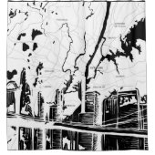 White en Black, New York Map, NYC Douchegordijn (Voorkant)