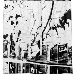 White en Black, New York Map, NYC Douchegordijn