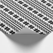 White en Black Nordic KerstSweater Pattern Cadeaupapier (Hoek)