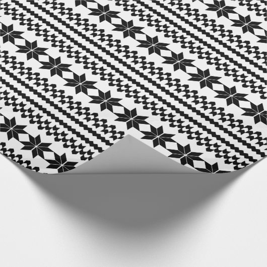 White en Black Nordic KerstSweater Pattern Cadeaupapier (Hoek)
