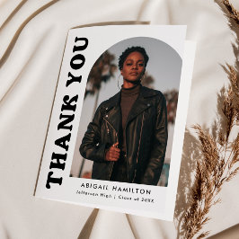 White en Black Offset Arch 4 Foto Afstuderen Bedankkaart