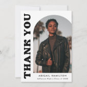 White en Black Offset Arch Photo Afstuderen Bedankkaart (Voorkant)