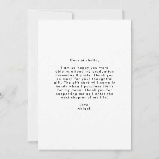 White en Black Offset Arch Photo Afstuderen Bedankkaart (Achterkant)