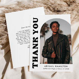 White en Black Offset Arch Photo Afstuderen Bedankkaart