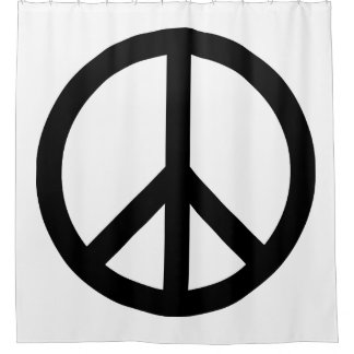 White en Black Peace Symbol Douchegordijn