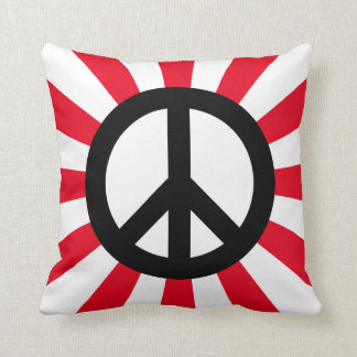White en Black Peace Symbol met Starburst Kussen